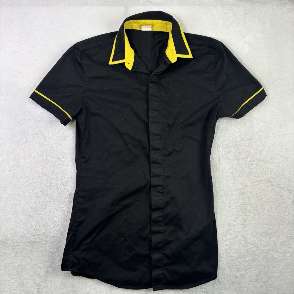 Spirit Airlines Black Short Sleeve Button Up Collared Employee Shirt Men's Mediu